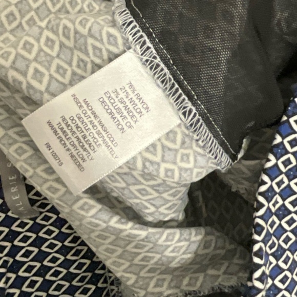 VALERIE STEVENS Navy Geometric Stretch Ankle Pants Size 10 - Picture 6 of 6